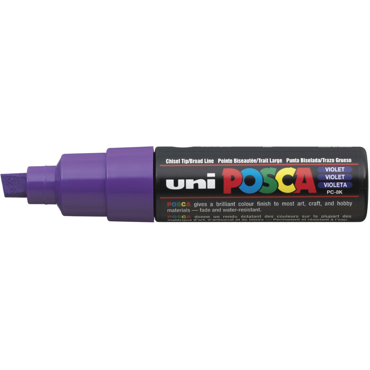 Uni Posca 8K paintmarker med skrå 8 mm spids i farven violet