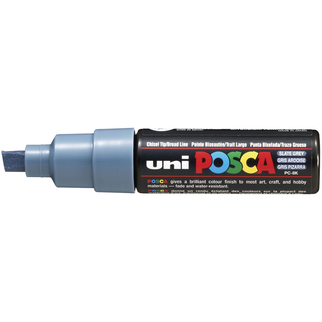 Uni Posca 8K paintmarker med skrå 8 mm spids i farven grå
