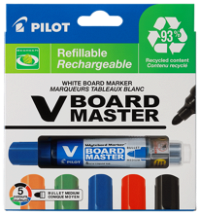Pilot BeGreen V Board Master sampak bestående af 5 forskellige farver whiteboardtusser