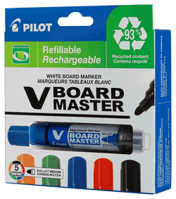 Pilot BeGreen V Board Master sampak bestående af 5 forskellige farver whiteboardtusser