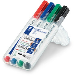 Staedtler Lumocolor Compact whiteboardmarker sæt med 4 tusser