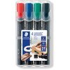 Staedtler Lumocolor 350 sampak med 4 skråskåret markere i assorterede farver