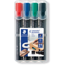 Staedtler Lumocolor 350 sampak med 4 skråskåret markere i assorterede farver