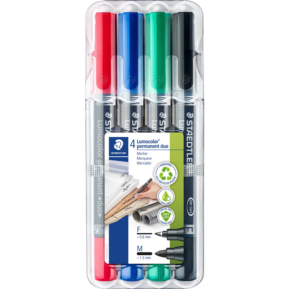 Staedtler Duo Lumocolor 348 dobbelt markere 4 farver