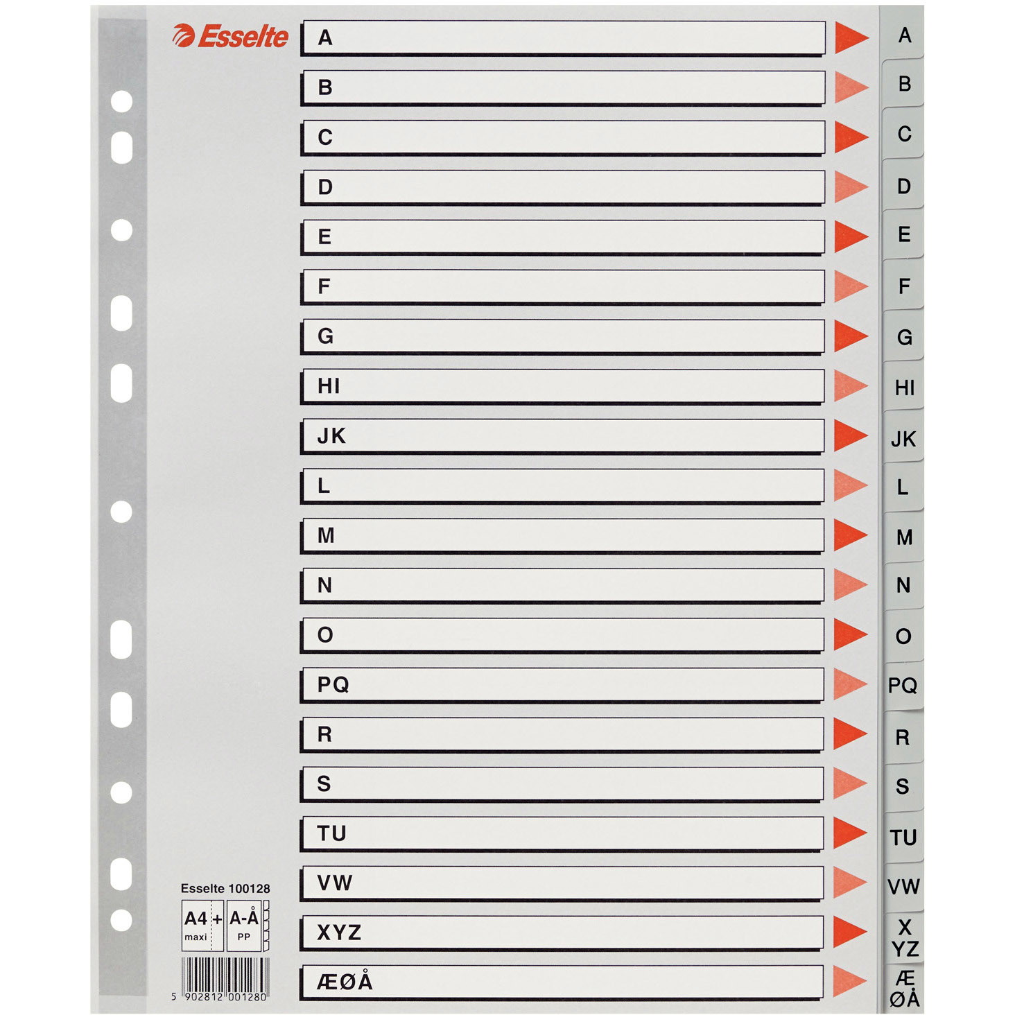 Esselte Maxi register A4+ A-Å grå