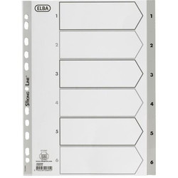 Elba Strong-Line register A4 med 6 tabs i farven hvid