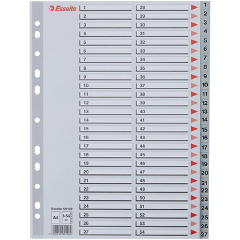 Esselte register A4 med 54 tabs i farven grå