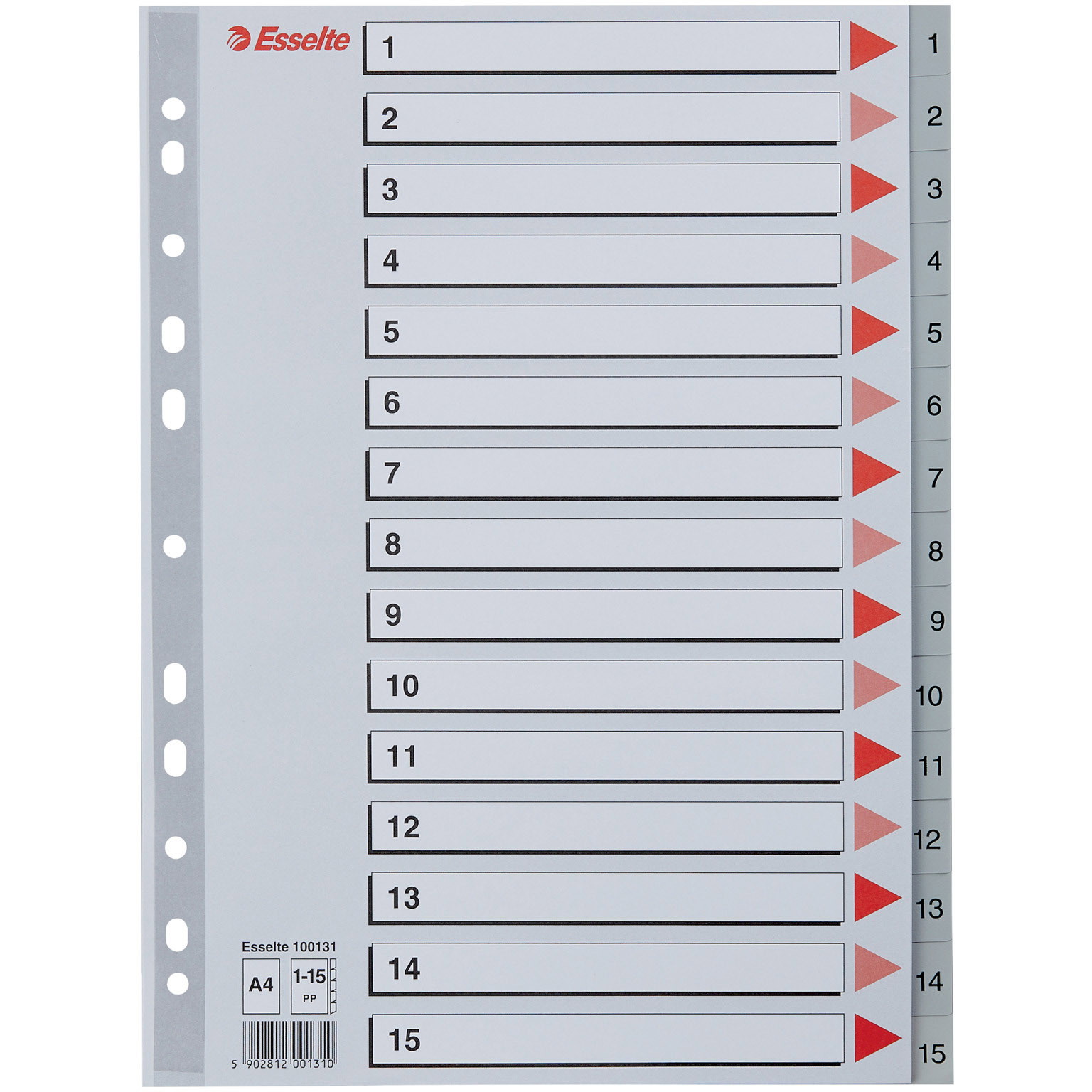 Esselte A4 register 15tabs grå