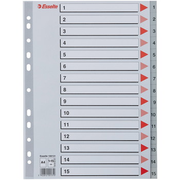 Esselte A4 register 15tabs grå