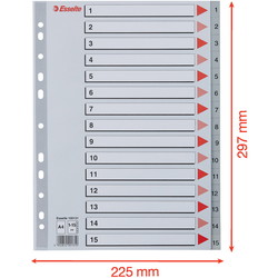 Esselte A4 register 15tabs grå