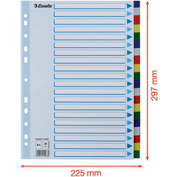 Esselte faneblade A4 med 20 faner i farver