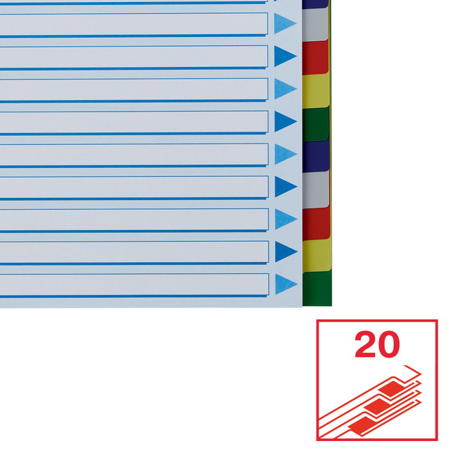 Esselte faneblade A4 med 20 faner i farver