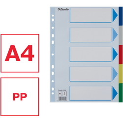 Esselte faneblade A4 med 5 faner i farver