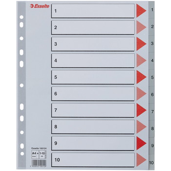 Esselte MAXI register A4+ med 10 tabs i farven grå