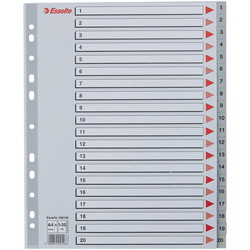 Esselte MAXI register A4+ med 20 tabs i farven grå