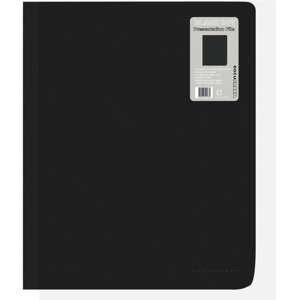 BNT demomappe med 60 lommer og lomme på forsiden i A4 i farven sort