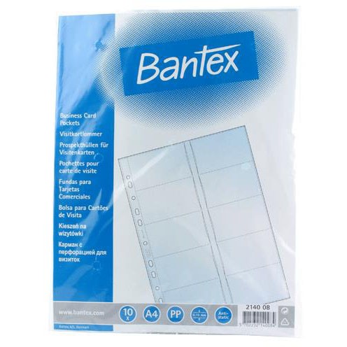 Bantex visitkortlomme til 20 kort A4 pk/10stk