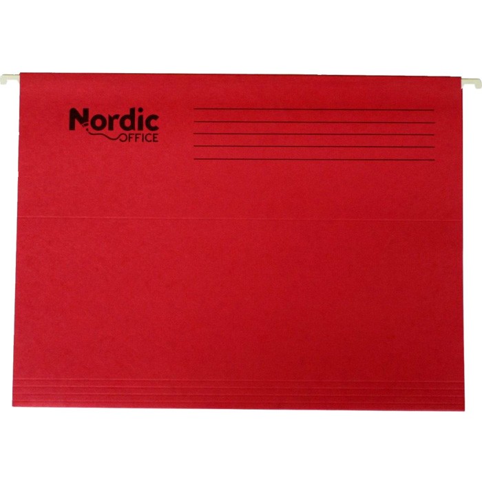 Nordic Office hængemappe inklusive fane i A4 i farven rød