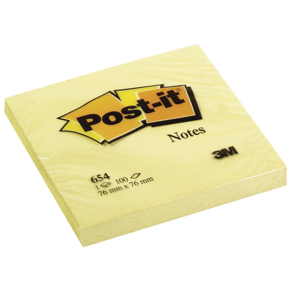 Post-it notesblok 76x76mm gul 12stk