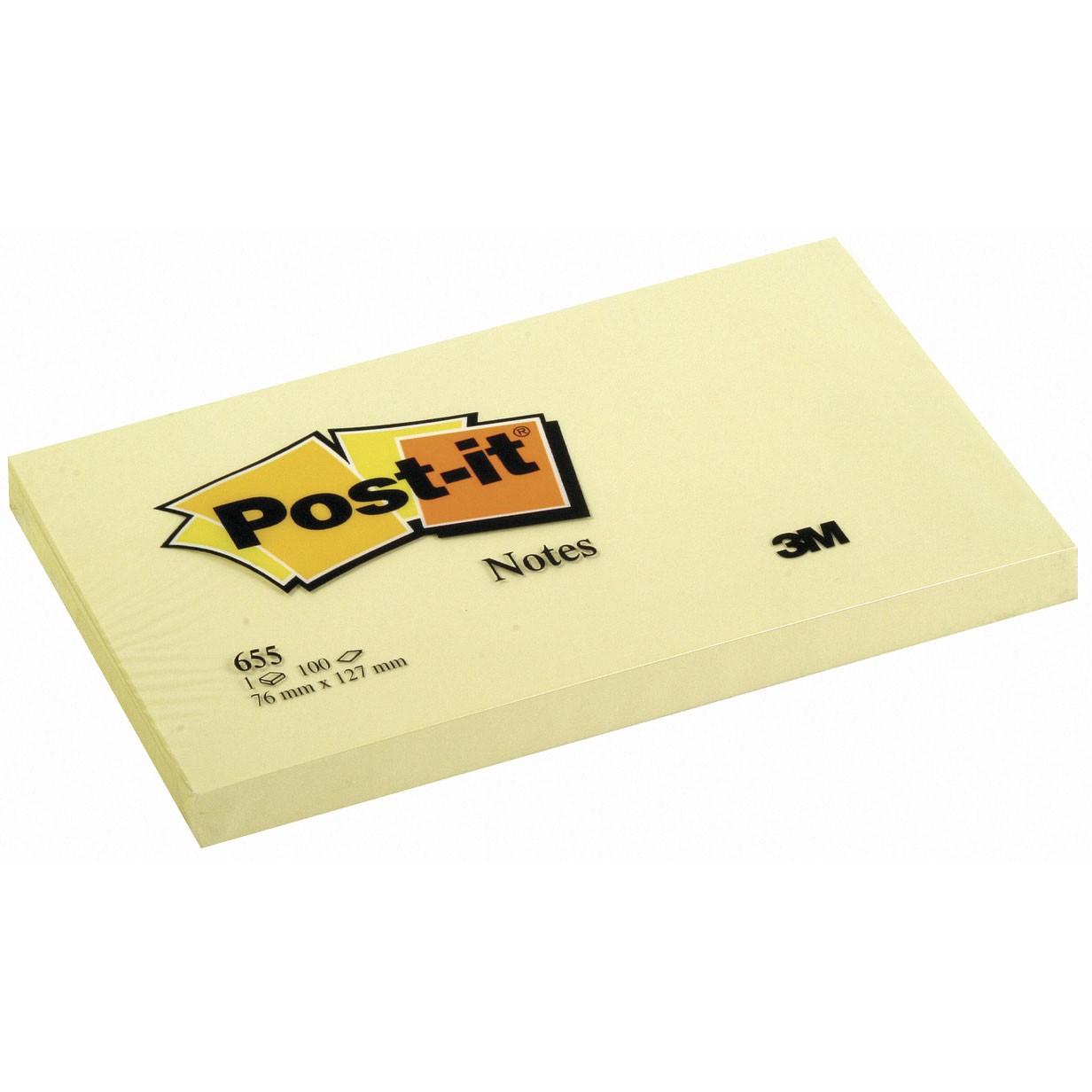 Post-it notesblok 76x127mm gul 12stk