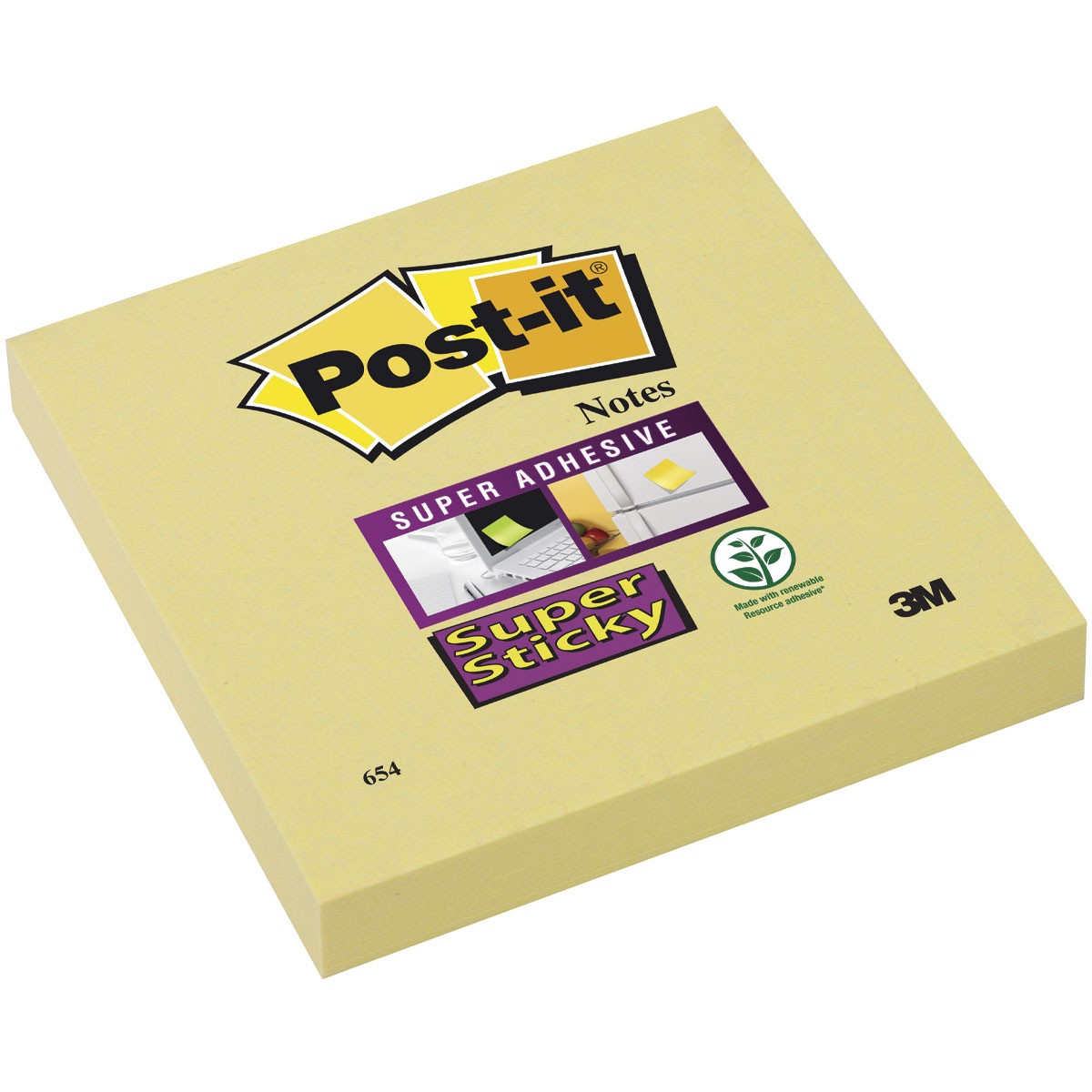 Post-it Super Sticky notesblok 76x76mm gul 12stk