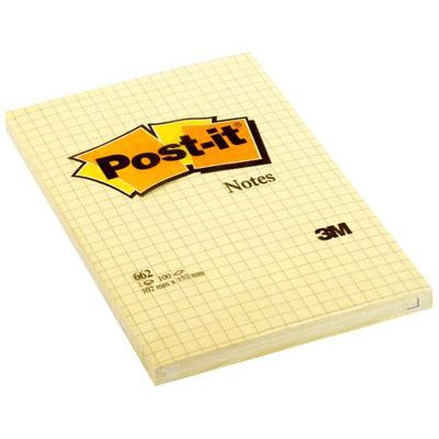 Post-it blok med kvadrater i størrelsen 102 x 152 mm