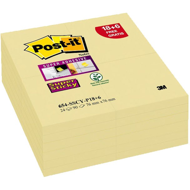 Post-it SS 76 x 76 mm notes i gul