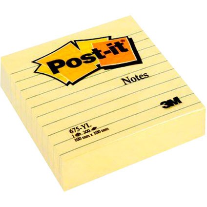 Post-it linieret notes 100 x 100 mm i gul