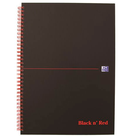 Oxford Black’n’Red spiralblok A4 linjeret