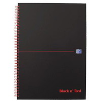 Oxford A4 Black’n’Red karton notesbog med tern