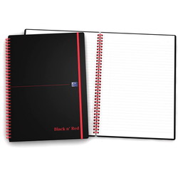 Oxford Black’n’Red spiralblok PP A4 linjeret