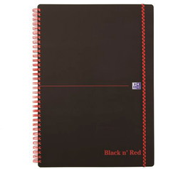 Oxford Black’n’Red spiralblok PP A4 kvadreret