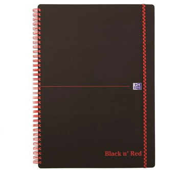 Oxford Black’n’Red spiralblok PP A4 kvadreret