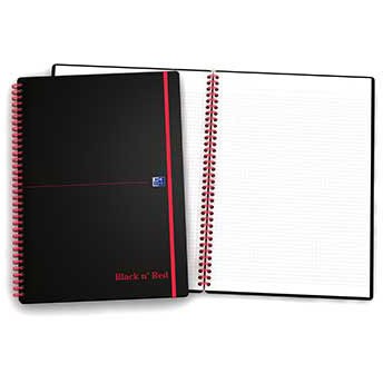 Oxford A4 Black’n’Red PP notesbog med tern