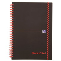 Oxford Black’n’Red spiralblok PP A5 linjeret