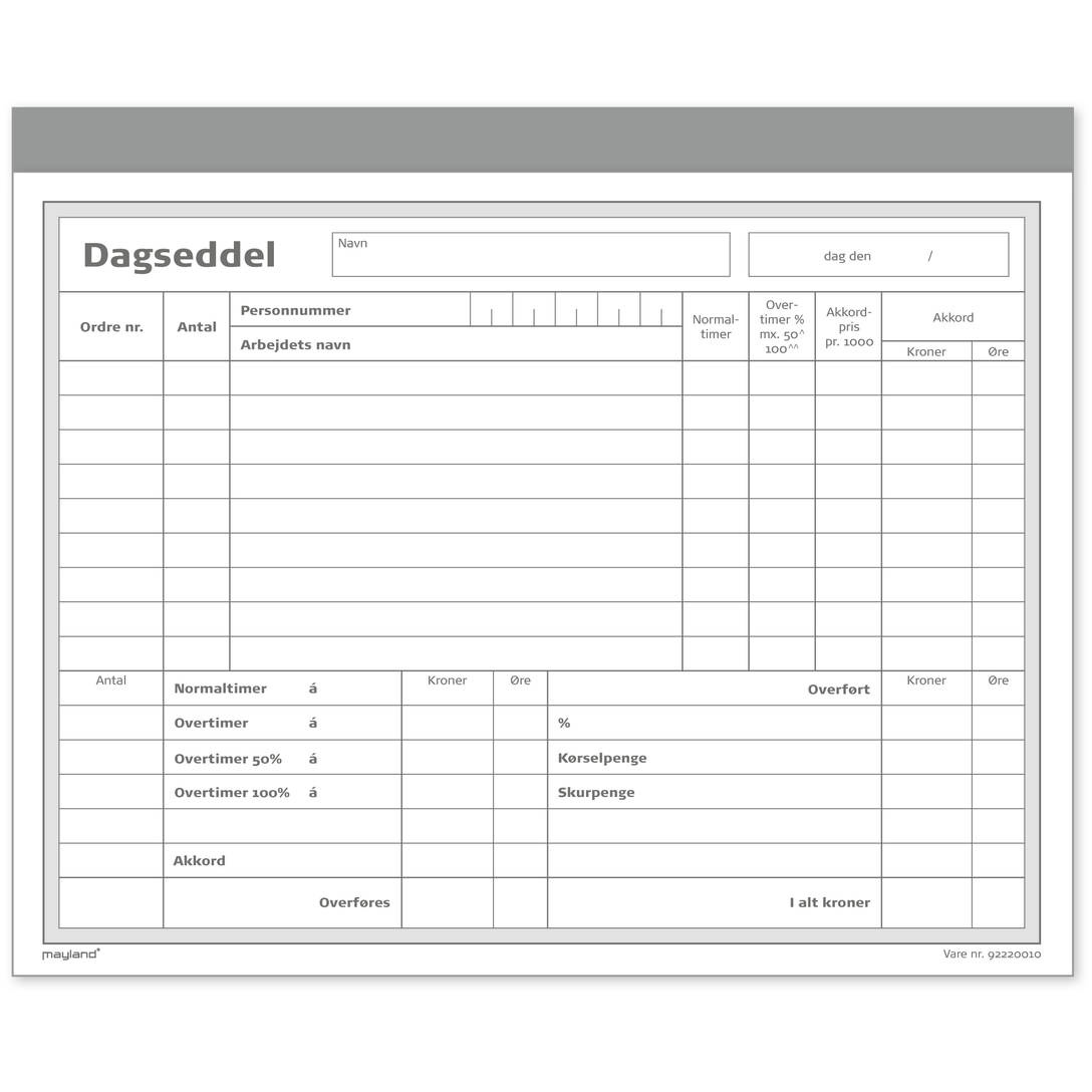 Mayland dagseddel 200x148mm 