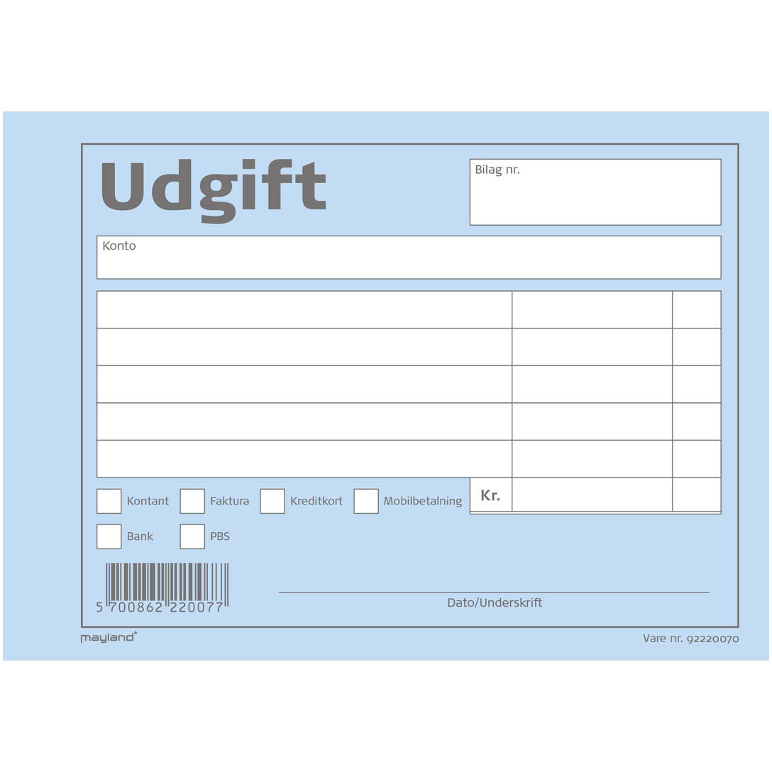 Mayland udgiftsbilag 145x105mm  