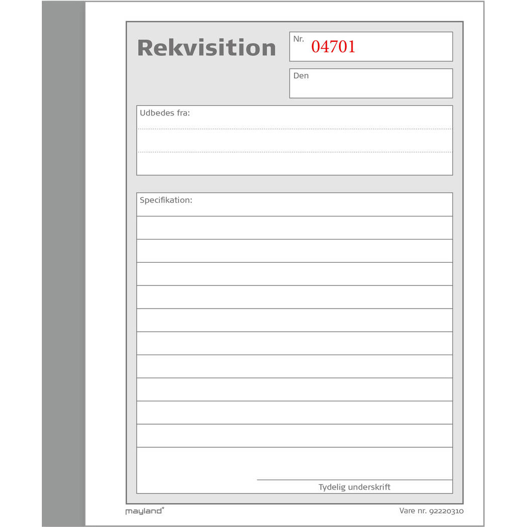 Mayland rekvisitionsblanket 108x150mm