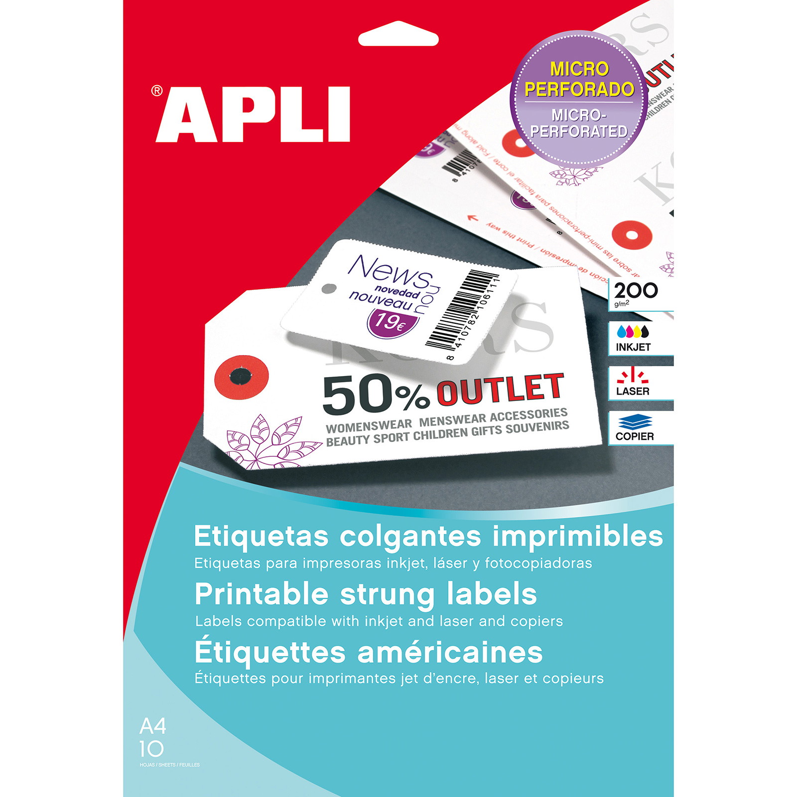 Apli manillamærker på ark 36x53mm 200g hvid