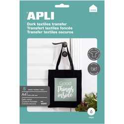 Apli transferark til mørke tekstiler A4 5stk