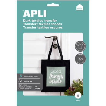 Apli transferark til mørke tekstiler A4 5stk