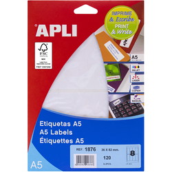 Apli 36 x 82 mm etiketter hvid