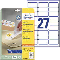 Avery L4737REV-25 etiket 63,5x29,6mm hvid