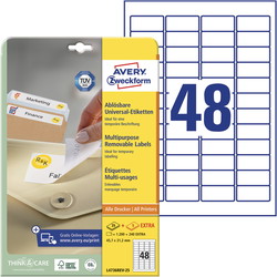 Avery L4736REV-25 etiket 45,7x21,2mm hvid
