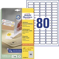 Avery L4732REV-25 etiket 35,6x16,9mm hvid