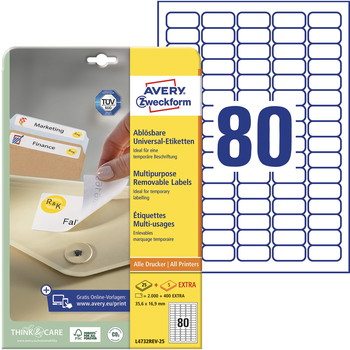 Avery L4732REV-25 etiket 35,6x16,9mm hvid