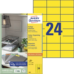 Avery 3451 etiket 70x37mm gul