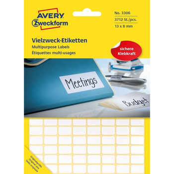 Avery 13x8mm etiketter hvid 3712stk