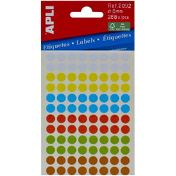 Apli etiketter Ø8mm multi 288stk