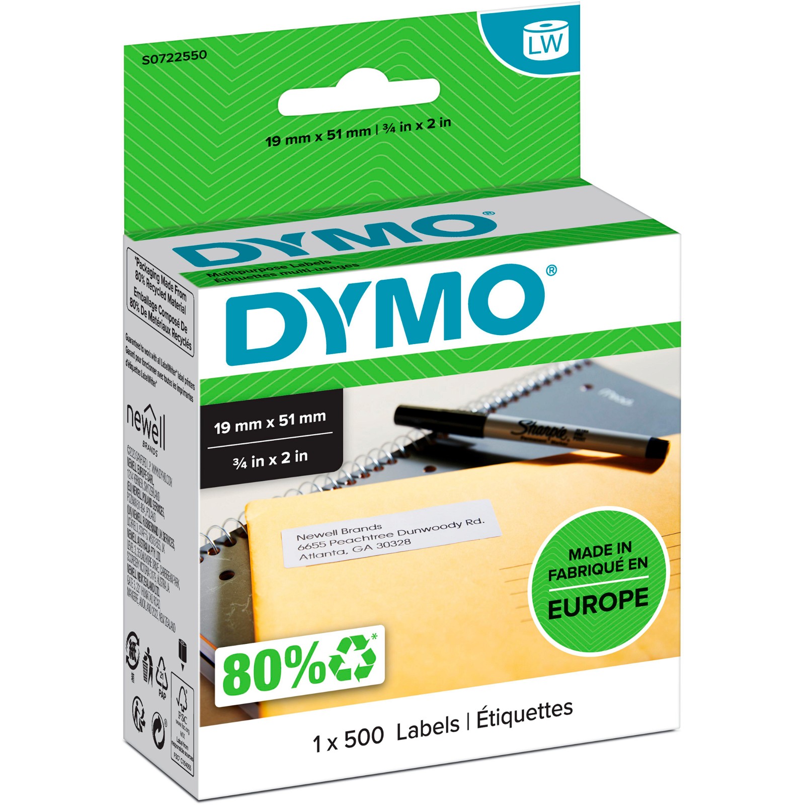 Dymo LabelWriter universal etiketter 19x51mm